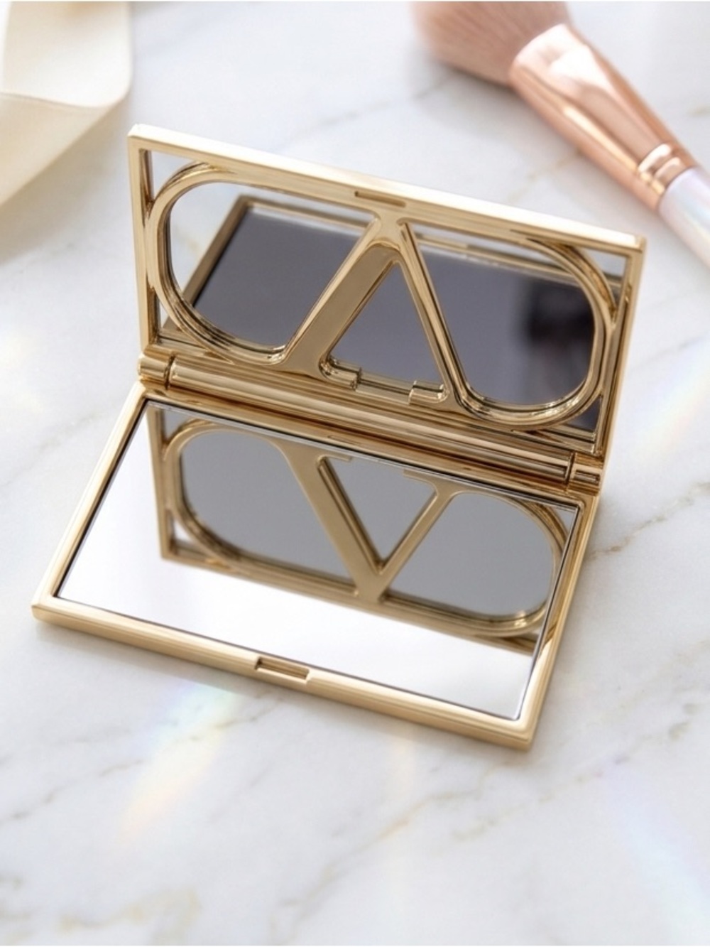Valentino Beauty V Logo Compact Mirror - GWP Gold NWT